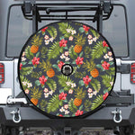 Tropical Hawaii Pineapple Pattern Print Tire Cover With Camera Hole