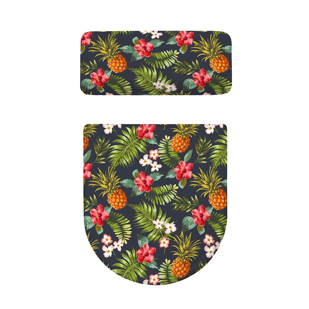Tropical Hawaii Pineapple Pattern Print Toilet Lid And Tank Cover Set