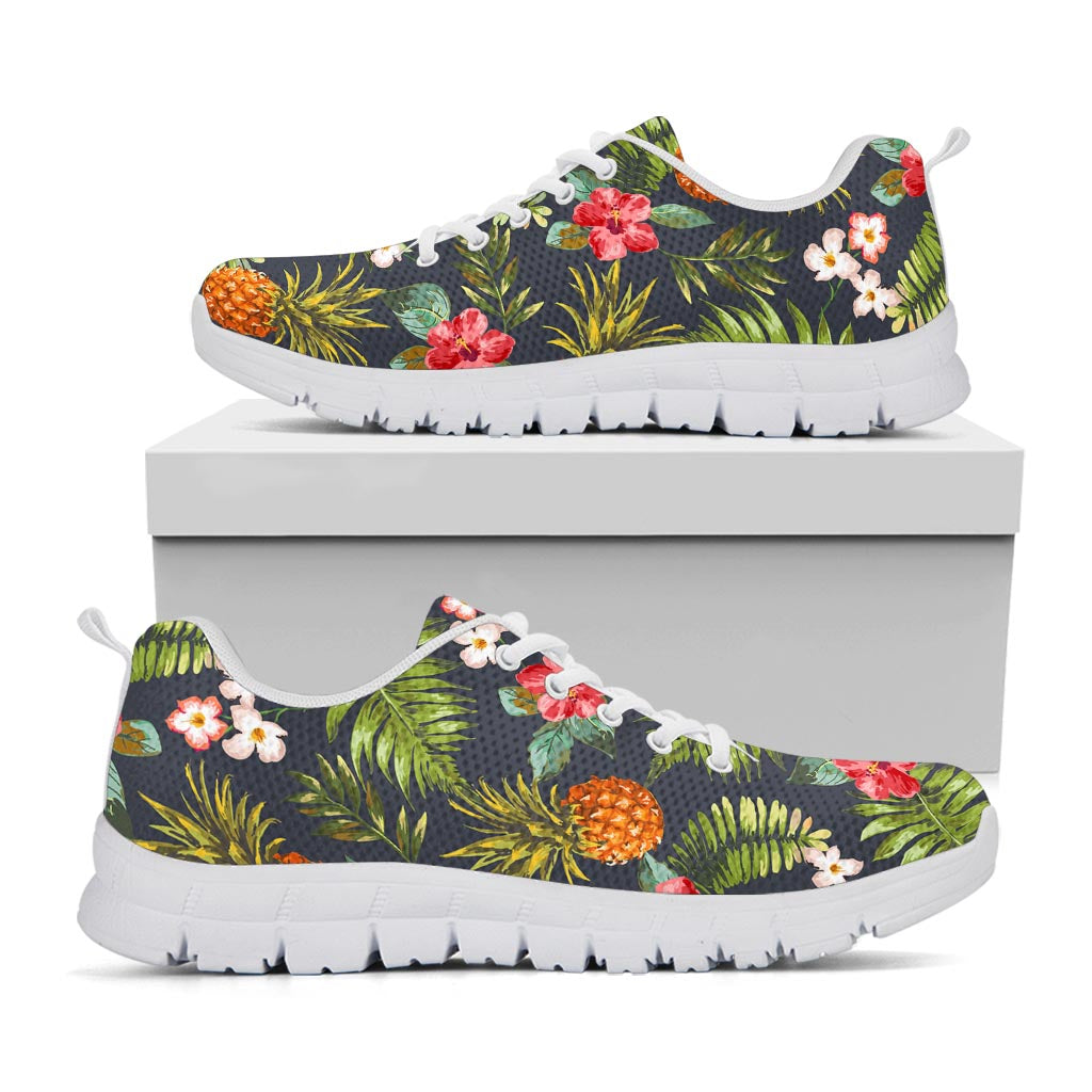 Tropical Hawaii Pineapple Pattern Print White Running Shoes