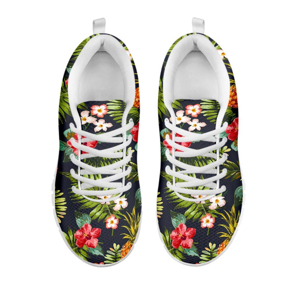 Tropical Hawaii Pineapple Pattern Print White Running Shoes