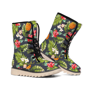 Tropical Hawaii Pineapple Pattern Print Winter Boots