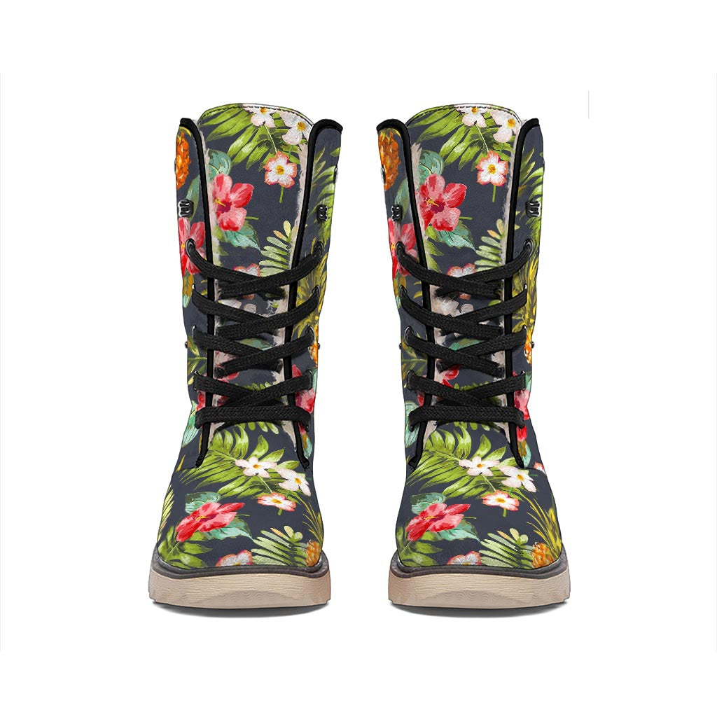 Tropical Hawaii Pineapple Pattern Print Winter Boots