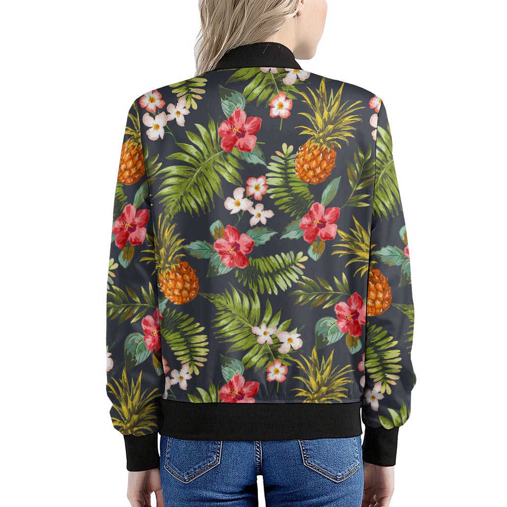 Tropical Hawaii Pineapple Pattern Print Women's Bomber Jacket