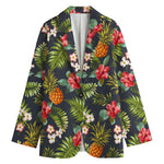 Tropical Hawaii Pineapple Pattern Print Women's Cotton Blazer
