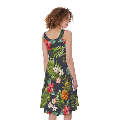 Tropical Hawaii Pineapple Pattern Print Women's Sleeveless Dress