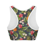 Tropical Hawaii Pineapple Pattern Print Women's Sports Bra