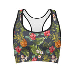 Tropical Hawaii Pineapple Pattern Print Women's Sports Bra