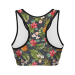 Tropical Hawaii Pineapple Pattern Print Women's Sports Bra