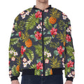 Tropical Hawaii Pineapple Pattern Print Zip Sleeve Bomber Jacket