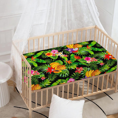 Tropical Hawaiian Fruits Pattern Print Baby Crib Sheet