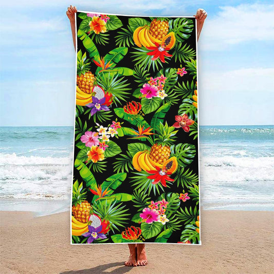 Tropical Hawaiian Fruits Pattern Print Beach Towel