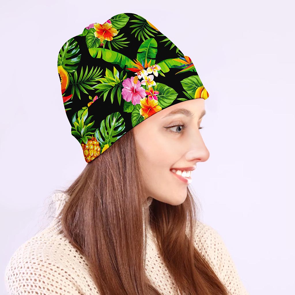 Tropical Hawaiian Fruits Pattern Print Beanie