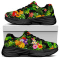 Tropical Hawaiian Fruits Pattern Print Black Chunky Shoes