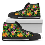 Tropical Hawaiian Fruits Pattern Print Black High Top Sneakers