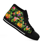 Tropical Hawaiian Fruits Pattern Print Black High Top Sneakers