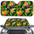 Tropical Hawaiian Fruits Pattern Print Car Windshield Sun Shade