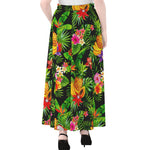 Tropical Hawaiian Fruits Pattern Print Chiffon Maxi Skirt
