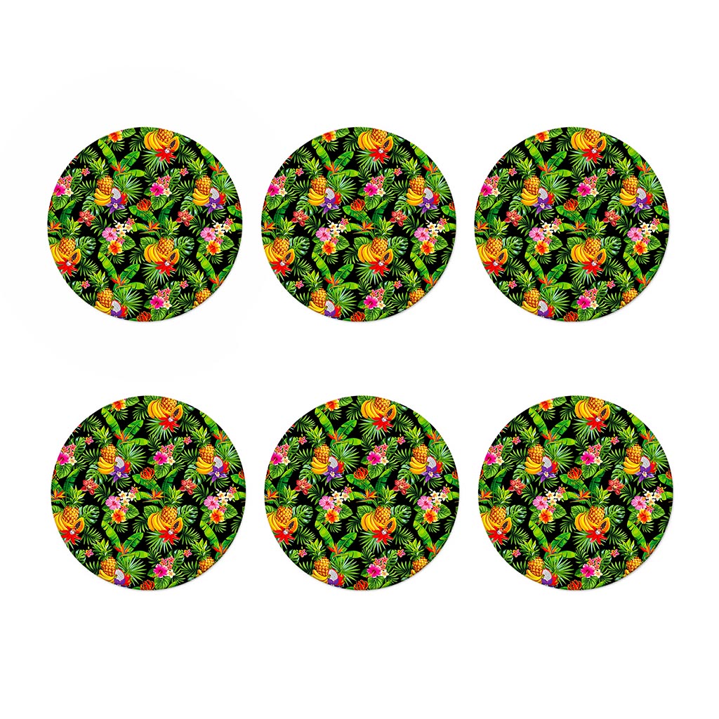 Tropical Hawaiian Fruits Pattern Print Coaster Set