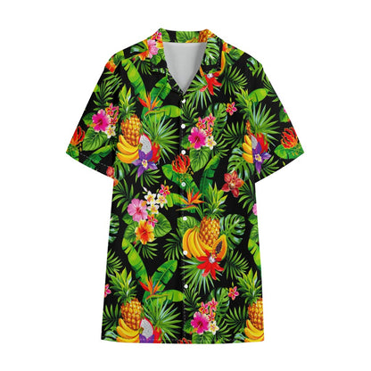 Tropical Hawaiian Fruits Pattern Print Cotton Hawaiian Shirt
