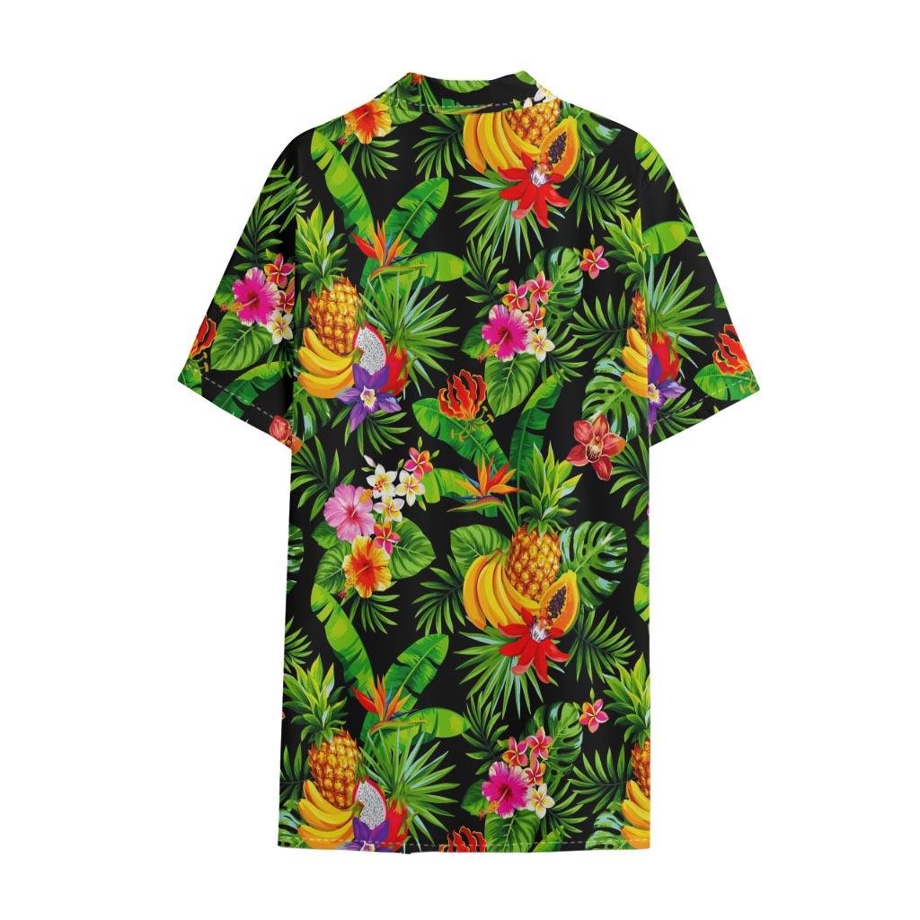 Tropical Hawaiian Fruits Pattern Print Cotton Hawaiian Shirt