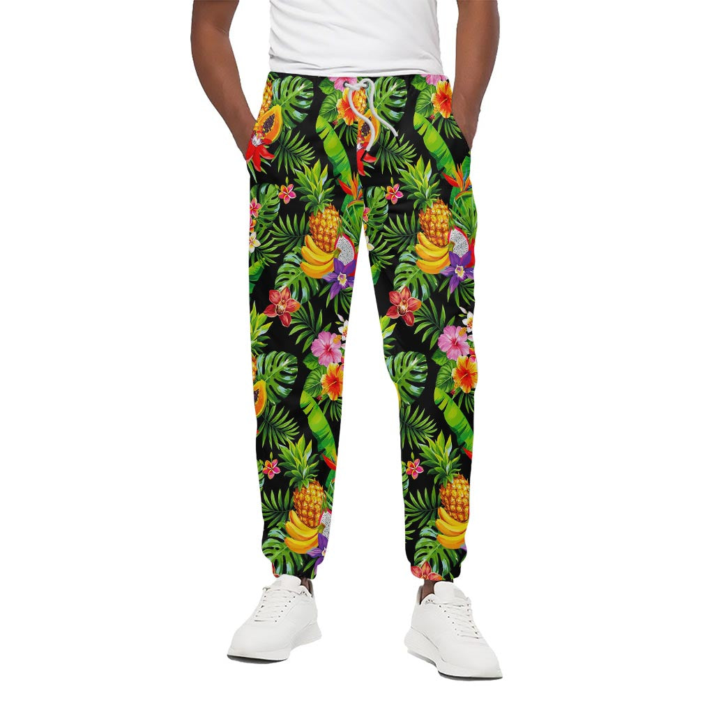 Tropical Hawaiian Fruits Pattern Print Cotton Pants