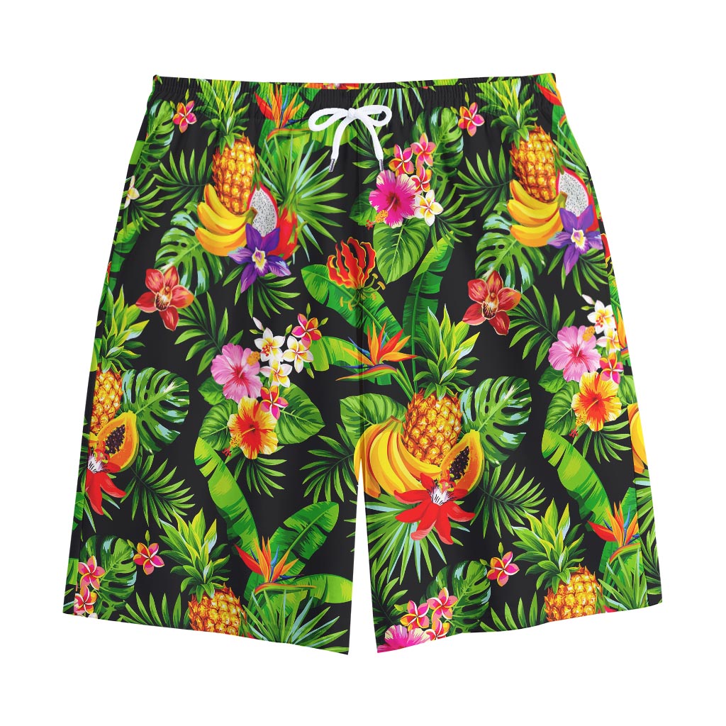 Tropical Hawaiian Fruits Pattern Print Cotton Shorts