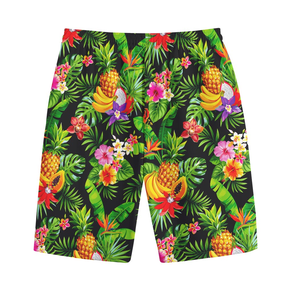 Tropical Hawaiian Fruits Pattern Print Cotton Shorts