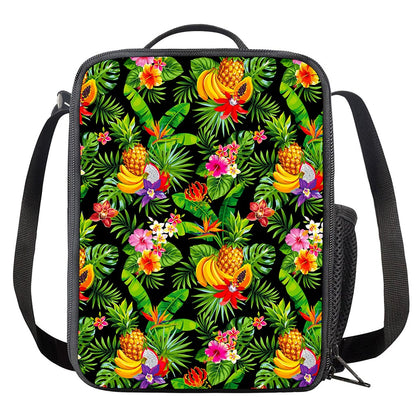 Tropical Hawaiian Fruits Pattern Print Crossbody Lunch Bag