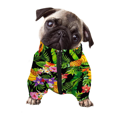 Tropical Hawaiian Fruits Pattern Print Dog Zip Up Jacket
