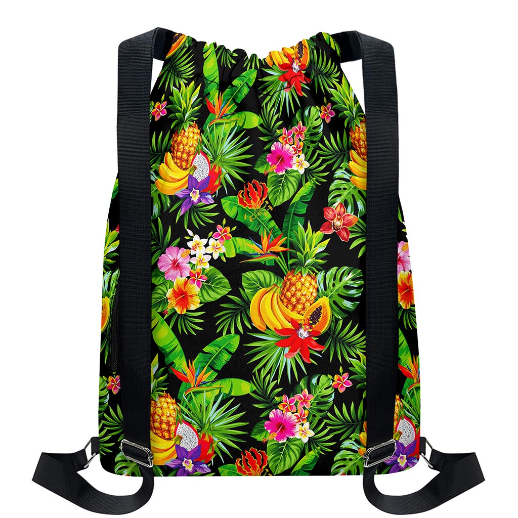 Tropical Hawaiian Fruits Pattern Print Drawstring Backpack