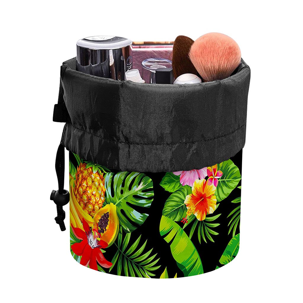 Tropical Hawaiian Fruits Pattern Print Drawstring Makeup Bag