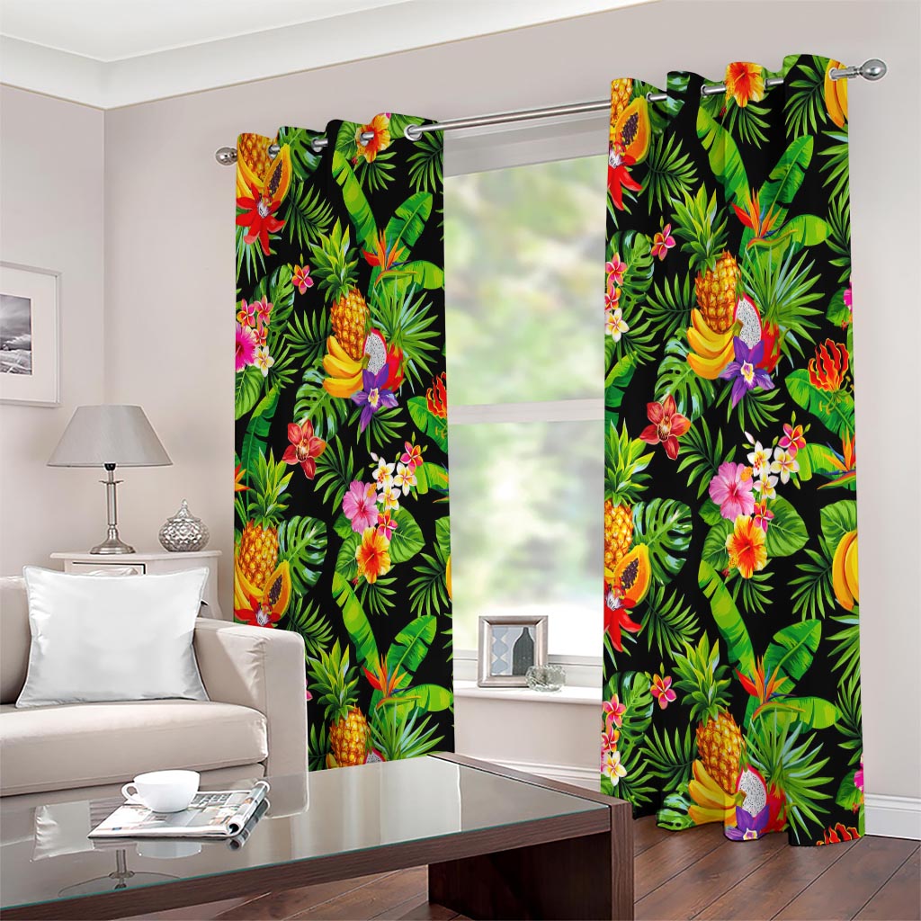 Tropical Hawaiian Fruits Pattern Print Extra Wide Grommet Curtains