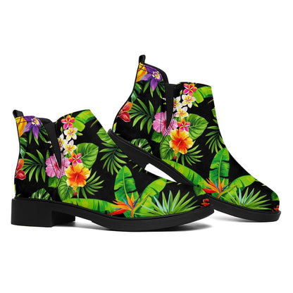 Tropical Hawaiian Fruits Pattern Print Flat Ankle Boots