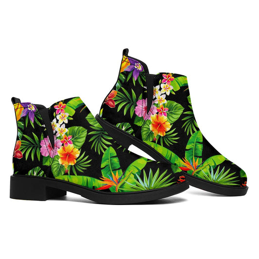Tropical Hawaiian Fruits Pattern Print Flat Ankle Boots