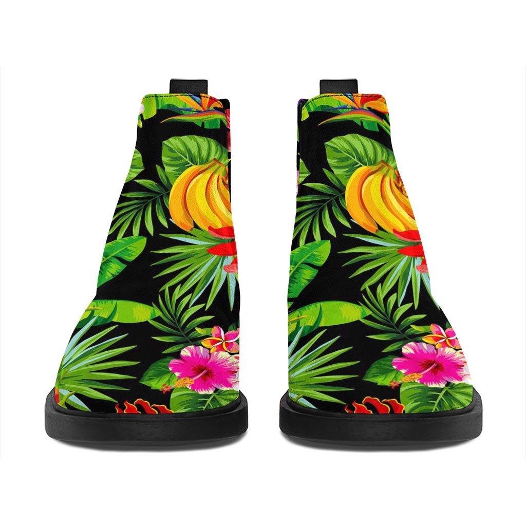 Tropical Hawaiian Fruits Pattern Print Flat Ankle Boots