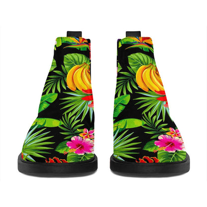Tropical Hawaiian Fruits Pattern Print Flat Ankle Boots
