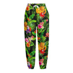Tropical Hawaiian Fruits Pattern Print Fleece Lined Knit Pants