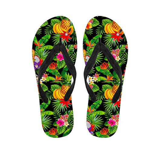 Tropical Hawaiian Fruits Pattern Print Flip Flops