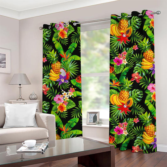 Tropical Hawaiian Fruits Pattern Print Grommet Curtains
