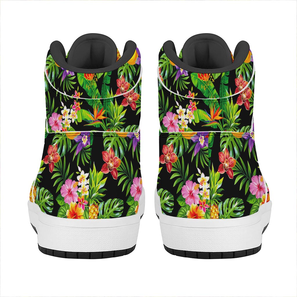 Tropical Hawaiian Fruits Pattern Print High Top Leather Sneakers