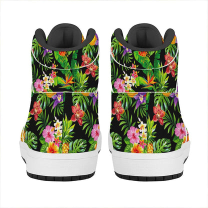 Tropical Hawaiian Fruits Pattern Print High Top Leather Sneakers