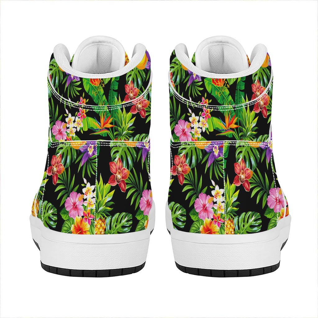 Tropical Hawaiian Fruits Pattern Print High Top Leather Sneakers