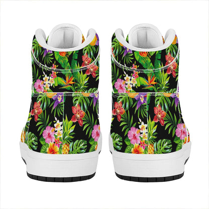 Tropical Hawaiian Fruits Pattern Print High Top Leather Sneakers