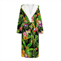 Tropical Hawaiian Fruits Pattern Print Hooded Bathrobe