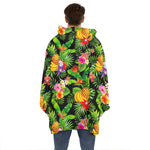 Tropical Hawaiian Fruits Pattern Print Hoodie Blanket