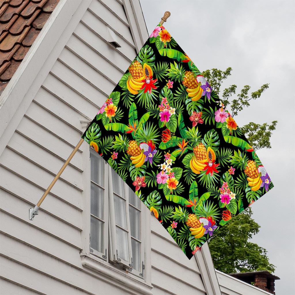 Tropical Hawaiian Fruits Pattern Print House Flag