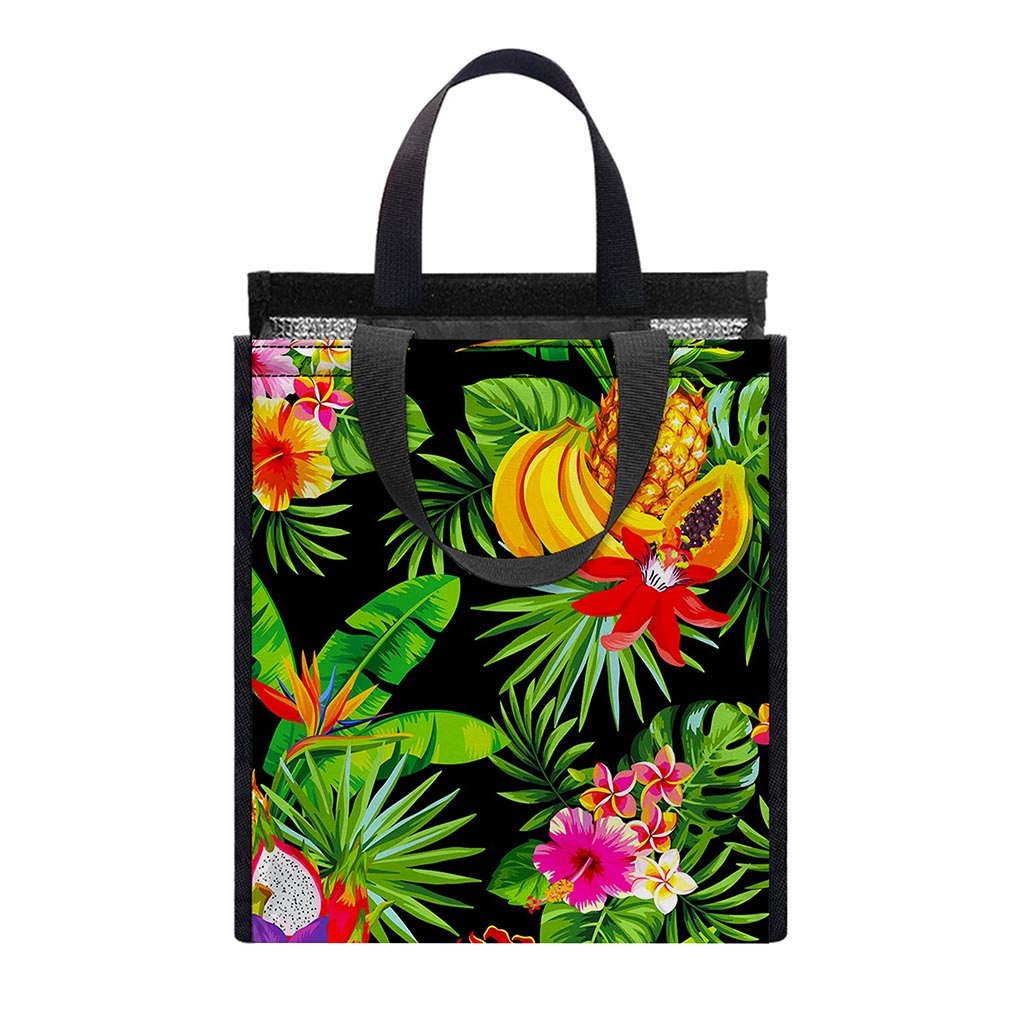 Tropical Hawaiian Fruits Pattern Print Insulated Lunch Tote