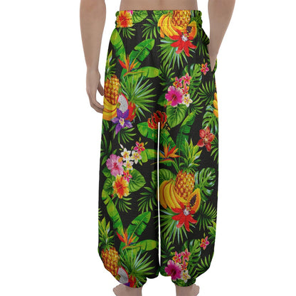 Tropical Hawaiian Fruits Pattern Print Lantern Pants