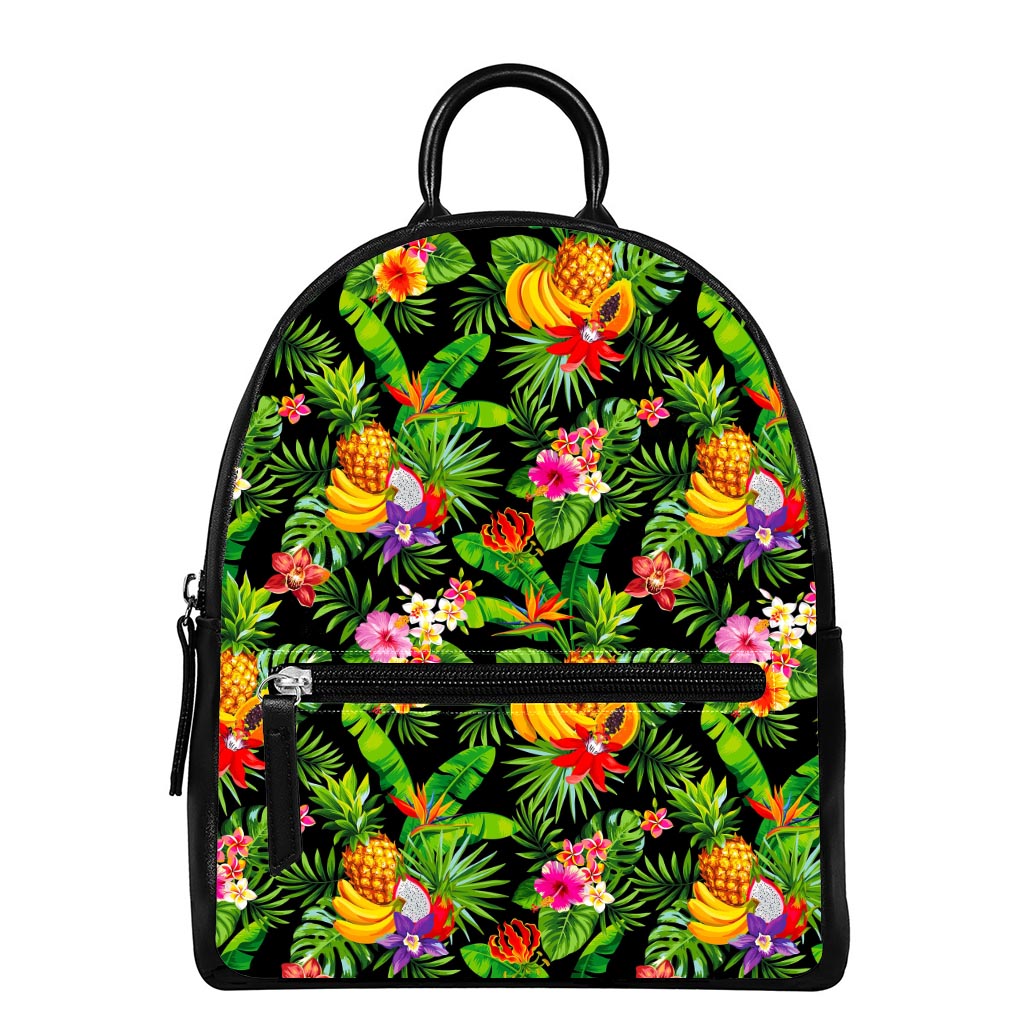 Tropical Hawaiian Fruits Pattern Print Leather Backpack