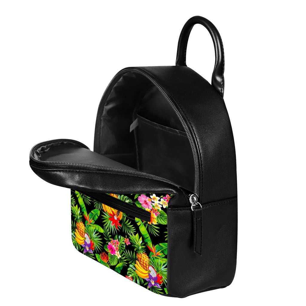 Tropical Hawaiian Fruits Pattern Print Leather Backpack